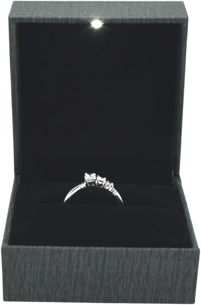 Moon Jewellery Ring Box with LED Light (Grey) 2.75 X 2.75 Perfect for Birthday, Proposal, Gifts