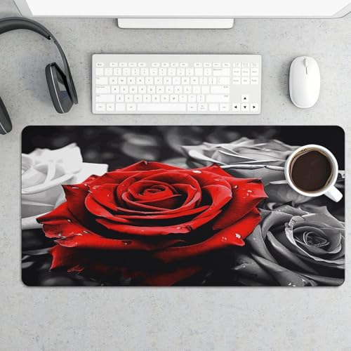 Tapete para escritorio con rosas negro blanco rojo miniatura 5