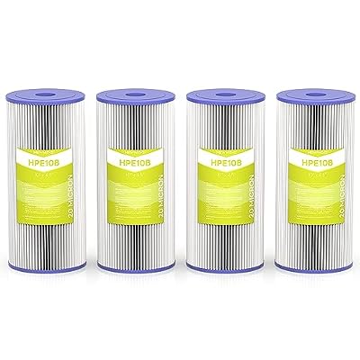 MewMore 20 Micron Whole House Water Filter Cartridge, Pleated Sediment Filters for Well Water, Replacement for FXHSC, GXWH40L, GXWH35F, W50PEHD, W10-PR, R50-BBSA - 10" x 4.5" Cartridges - Pack of 4