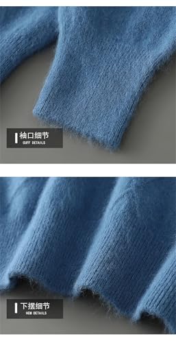 Men Winter Casual Clothing Cashmere Sweater Men's Crew Neck Loose Large Size Pullover Knitted Base Warm Cold-Proof Top3