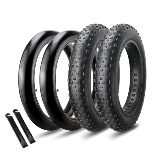 MOHEGIA Fat Tires Replacement Set: 26 x 4.0-inch Folding Fat Bike Tires 2-Pack,Pair Bike Tubes Schrader Valve and Tire Levers for Snow or Mountain Fat Bicycle