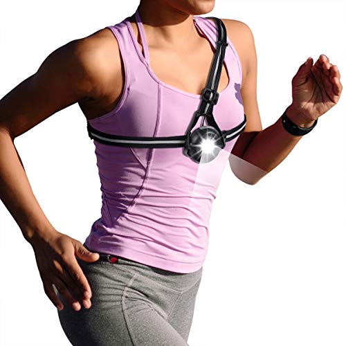 UMISHI Chest Running Light for Runners and Joggers with Adjustable Beam and Reflector, All in one Reflective Running Vest Gear, Safety Light, Headlamp Flashlights, USB LED Rechargeable Bicycle Light