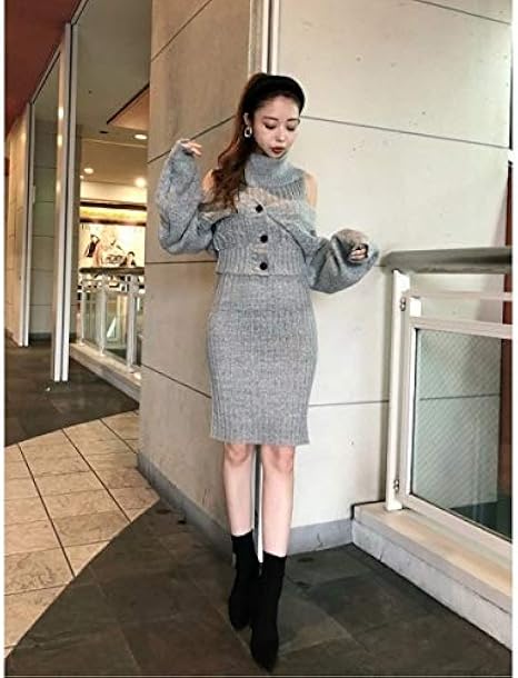 Amazon Co Jp セシルマクビー Cecil Mcbee ボレロ付ニットワンピースset ブラック M 服 ファッション小物