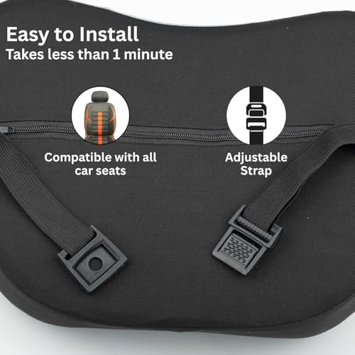 Image of Pack of 2 Memory Foam Car Neck Pillow for Driving | Ergonomic Head & Neck & Shoulder Support Cushion with Adjustable Strap and Washable Cover.