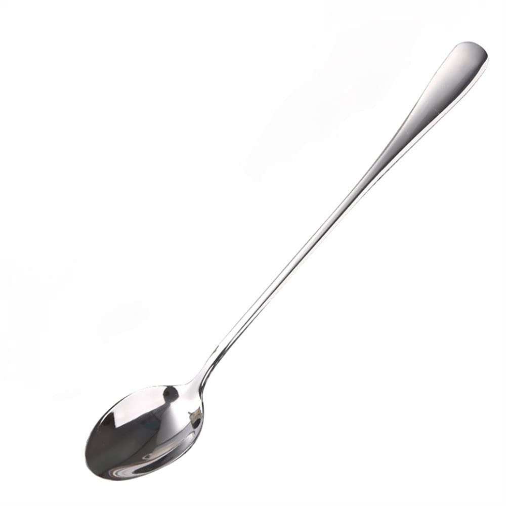 Long Handled Teaspoons Spoons Latte Coffee Polished Stainless Steel Set of Tea Spoon Cutlery for Ice Cream Sundae Handle?6Pcs Oval Head Spoon