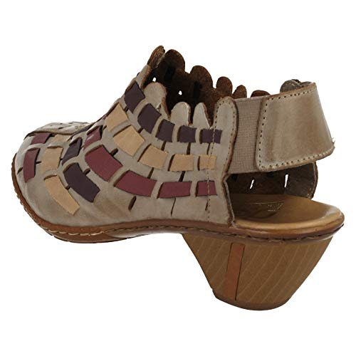 Image of Rieker 46778 Sina Women's Heels - Sling-Backs, Leather Upper, Hand-Woven Design, Anti-Stress Comfort, Flexible Sole, Secure Fit, and Timeless Everyday Style