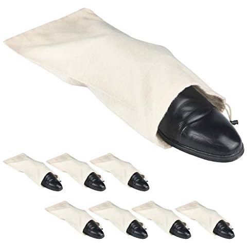 PlasMaller Cotton Shoe Storage Bags with Drawstring (Set of 8) Cover