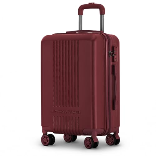 Maleta De Viaje Carry On 20' de Mano Rígida Doble Refuerzo Con *TSA Lock* Luggage suitcase Armored Travel (CarryOn - Merlot)