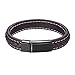 Pulsera Carmelita para Hombre y Mujer Piel Genuina con Broche Metálico Negro Costuras Blancas Adornos Accesorio Decorativo de Muñeca