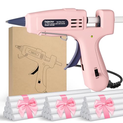 Kejector Feuerfest Heißklebepistole mit 30pcs Heißklebesticks, Klebepistole für DIY Kunst, Handwerk und schnelle Reparaturen in Haus & Büro, 20W Klebepistolen(Rosa)