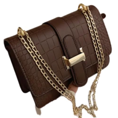 BOLSA FEMININA DE OMBRO COM ALÇA DE CORRENTE (marrom)
