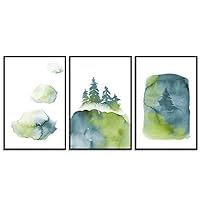 3 Piece Framed Canvas Wall Art Abstract Pine Trees Canvas Prints Home Artwork Decoration for Living Room,Bedroom - 16