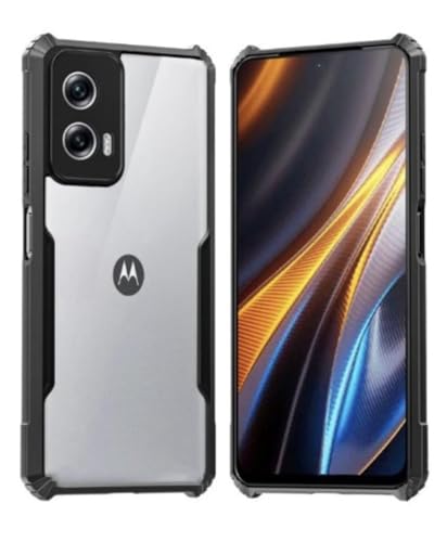 Image of BATCHONE Polycarbonate Shockproof Cover Case Compatible for Motorola Moto G34 / G45 5G 360 Degree Protection /Transparent Back Case (Black Bumper) (Pack of 1)