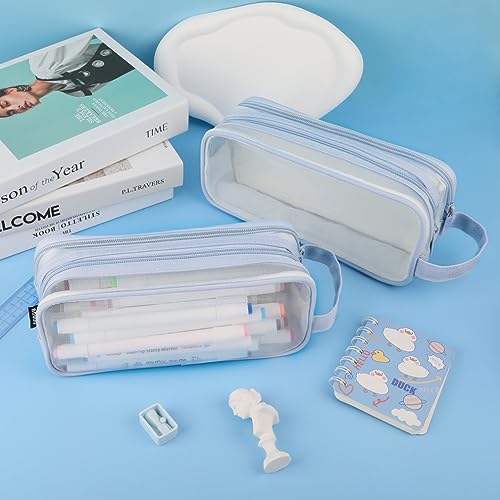 Image of iSuperb Large Capacity Pencil Case Grid Mesh Pencil Pouch Handheld Pen Bag for Teen Boys Girls School Students College