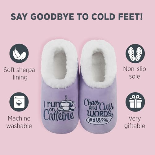 Image of Snoozies Slipper Socks -Funny Quote House Slippers for Women, Non-Slip Fuzzy