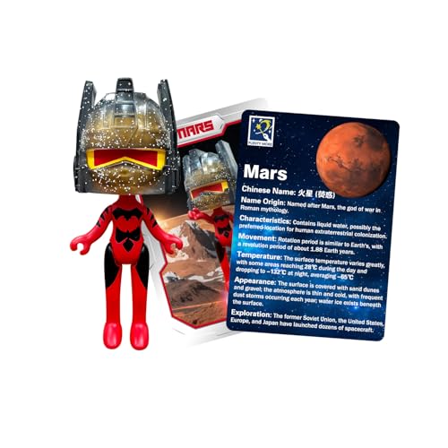 Image of PLENTY MORE HelmeTeam Glitters Mars-Action Figure with Transparent Glitter Helmet, Collectable Mars ID Card, Suitable for 6+ Kids, Safe Plastic Toy Fostering Planetary Knowledge & Adventurous Play