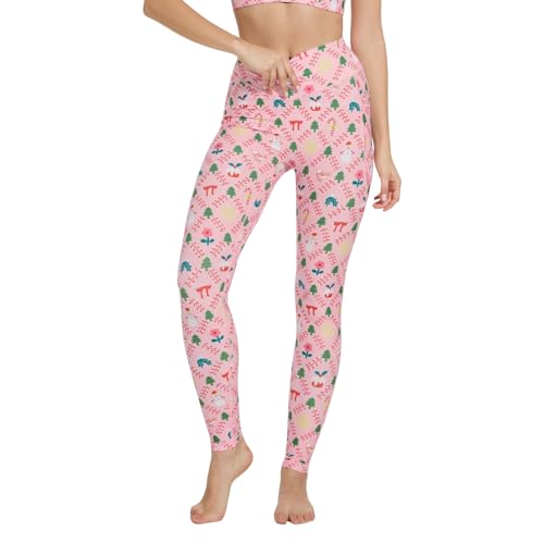Silverwind Pinky High Waist Yoga Pants with Pockets, Soft and Stylish Patterned Leggings for Pilates,Workout and Fitness