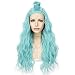 QD-Udreamy Light Blue Color Natural Long Wavy Synthetic Lace Front Wigs Party Wigs Heat Resistant Synthetic Hair Wigs for Women Make up ...