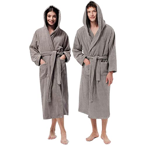 Jenny Sesal Peignoir unisexe en éponge, idéal pour la maison, le spa, le sauna, la salle de sport. Doux et haute capacité de séchage, taupe, XXL