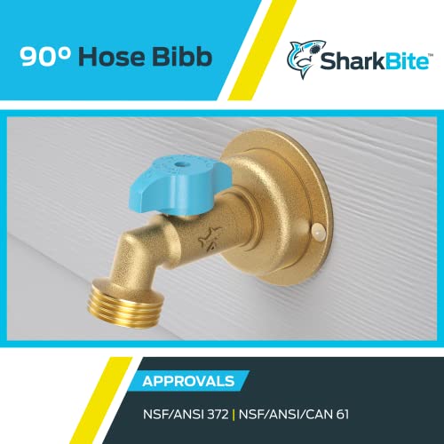 Sharkbite 1/2 X 3/4 Inch Mht 90 Degree Hose Bibb, Quarter Turn, Push To Connect Brass Plumbing Fitting, Pex Pipe, Copper, Cpvc, Pe-Rt, Hdpe, 24620Lf #TOP4