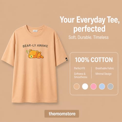 Image of The Mom Store Mom T-Shirt | Cotton | Pre and Post Pregnancy | Quirky Statements | Comfortable | Oversized