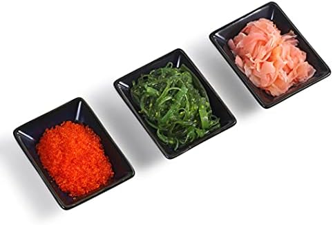 Urban Lifestyle 6 x miseczka na sosy Momo czarne/niebieskie miseczki do sushi 50 ml, miseczki na przekąski, miseczki na dżem, do dipów, taas, miseczki do serwowania Wasabi Taco z gresu 1300 °C