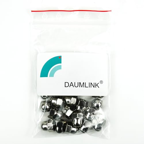 DAUMLINK® Hutmutter, hohe Form DIN 1587, Material Edelstahl V2A (25 Stück) (sim. UNI 5721) für die Schraubenoptik und gegen Verletzung, Verschmutzung und Beschädigung (M6)