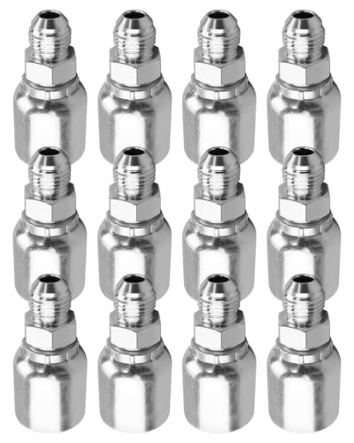 Image of 12Pcs 3 /8 inchHose x 3 /8 inch JIC Hydraulic Hose Fittings Fit for Dayco Weatherhead U-Series Adjustable Crimpers, 37 Male Hydraulic Hose End Crimp