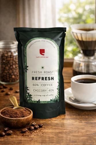 Image of Cafe Coffee Day - Refresh 200 Gms | Filter 60% Coffee & 40% Chicory, Medium To Dark Roast | South Indian Filter | Freshly Roasted Ground - Bag