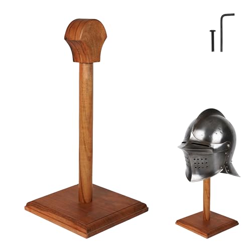 Mythrojan Wooden Helmet Stand Display Dcor Stand For Spartan Templar Motorcycle Caps Hat Decorative Desktop Hanger Rack LARP Helmet Stand 16 Inch - Natural