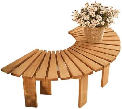 Semicircular Wooden Garden Bench for Two - Outdoor Seating for Tree Areas, Patio, Deck Decor, Perfect for Relaxing and Entertaining Guests