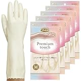 ファミリー [まとめ買い] プレミアムタッチ ビニール手袋 ヒアルロン酸 Mサイズ パールホワイト×5個 キッチン 食器洗い 掃除 洗濯 ビニール 手袋