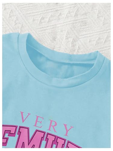 Image of Verdusa Girl's 2 Piece Outfits Letter Print Bow Graphic Tee with Shorts Clothing Set
