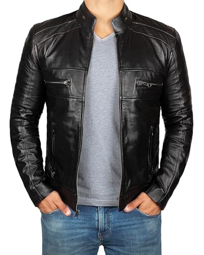 Decrum Mens Black Leather Jacket - Mens Fall Jacket | [1100071] Black Austin, XS