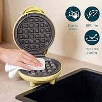 Bestron Mini-Waffeleisen für klassische Waffeln, kleiner Waffelmaker mit Antihaftbeschichtung, für Kindergeburtstage, Familienfeiern, Ostern oder Weihnachten, Retro Design, 550 Watt, Farbe: Gelb – Ansicht 4