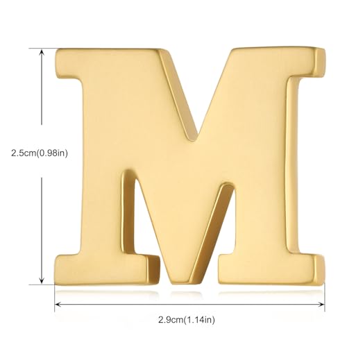 Image of HONEY BEAR Mens Womens Initial Alphabet Letter Lapel Pins Collar Badge Brooches for Business Wedding Graduation Gift Matte Gold 0.59 inches
