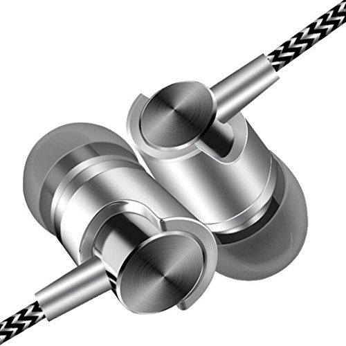 Tuscom Universal 3.5mm in-Ear Stereo Wired Earbuds Earphone with 1.2M Knitted Cable, (A Style:Red)