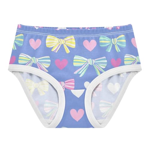 Wusikd Colorful Bows Hearts Girls' Underwear Cotton Girls Briefs Soft Toddler Underwear 2T