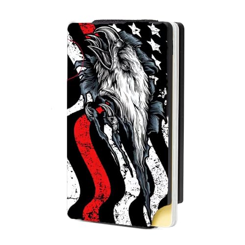 Image of Minimalist Carbon Fiber Wallet for Men, Money Clip Cash Strap Wallet, RFID Blocking Metal Wallet Aluminum Card Holder,Front Pocket Wallet-Redline Flag Eagle