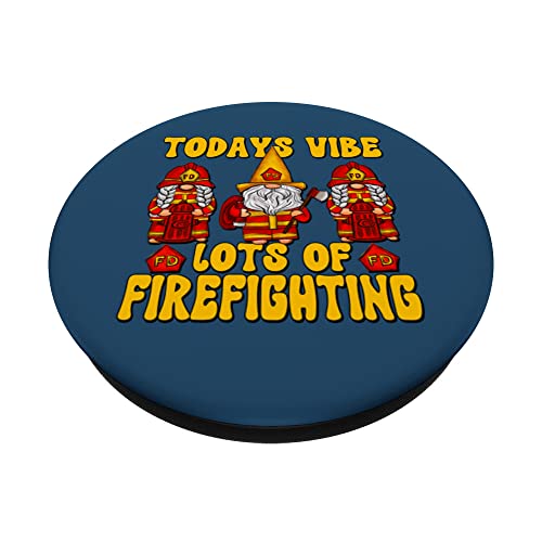 Funny Fireman Accessories Three Gnomes For Firefighter Mom PopSockets Swappable PopGrip, Black - Image 2