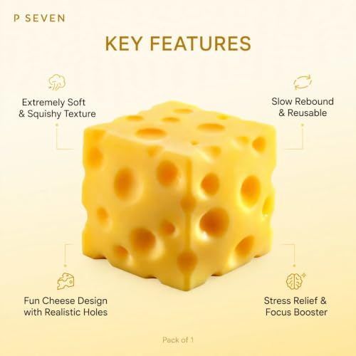 Image of P Seven Cheese Cube Squishy Toy Stress Relief Soft TPR Squeeze Toy