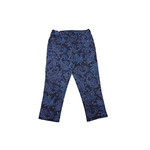 Bandolino Womens Curvy Straight Capri Fray Cuff Millie Pant, Majestic Blue/Multi (4)