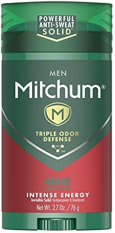 Men's Deodorant by Mitchum, Antiperspirant Stick, Triple Odor Defense Invisible Solid, 48 Hr Protection, Dermatologist Tested, Intense Energy, 2.7 Oz (Pack of 1)