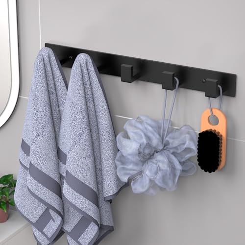 Image of PMMASTO Coat Rack Wall Mount, Coat Hooks Wall Hooks for Hanging, Stainless Steel Coat Hanger Towel Hooks for Bathrooms, Hat Rack (Black 5 Hooks, 1 Pack)