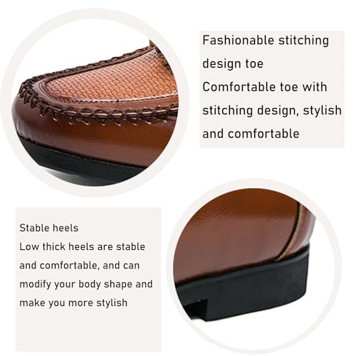 Men's Leather Tassel Decorated Low Heel Formal Loafers Retro Round Toe Printed Non-Slip Slip-On Business Flat Moccasin Shoes2