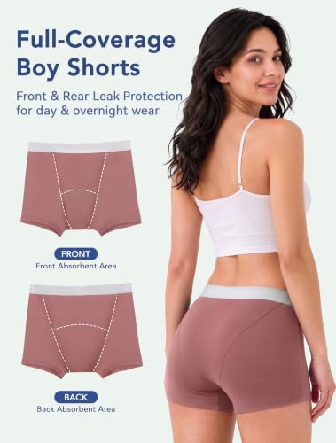 Image of TIICHOO Period Underwear for Women Heavy Flow Leakproof Boyshorts 5 Pack