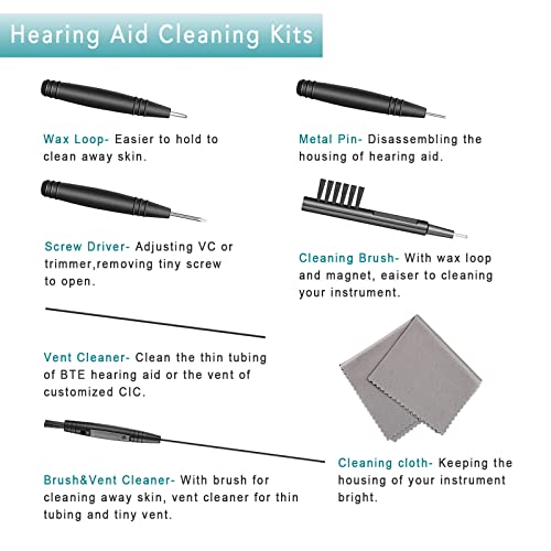 8 Pieces Hearing Aid Case Pocket Size With Cleaning Cloth Brush Tools For Sound Amplifier(Black) #TOP2