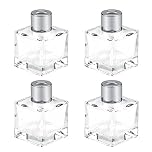 Nerissa 4 Pack 50ML Empty Reed Diffuser Glass Clear Bottles for Essential Oils - Small Square Glass Diffusers with Caps for Home, Bathroom - Decorative Fragrance Accessories