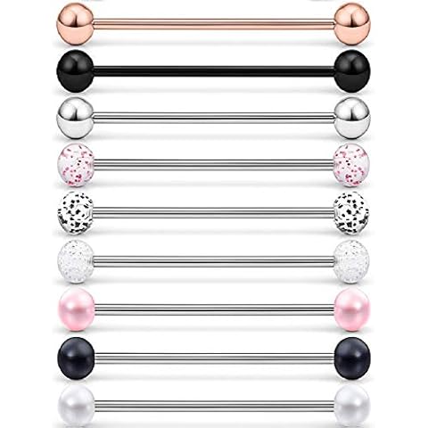LAURITAMI 9pcs Stainless Steel Barbell Earrings Cover