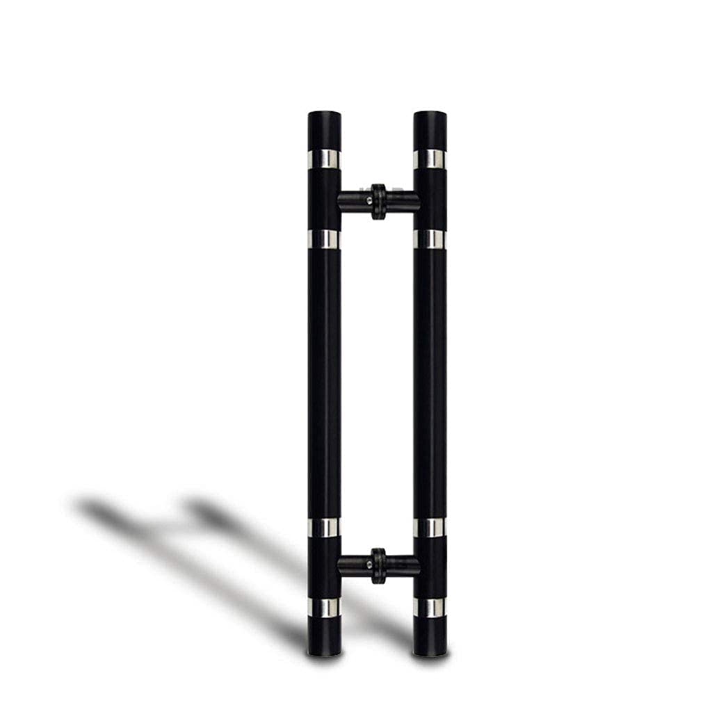 Poignée de porte coulissante inox noire en H pour porte en verre de bureau